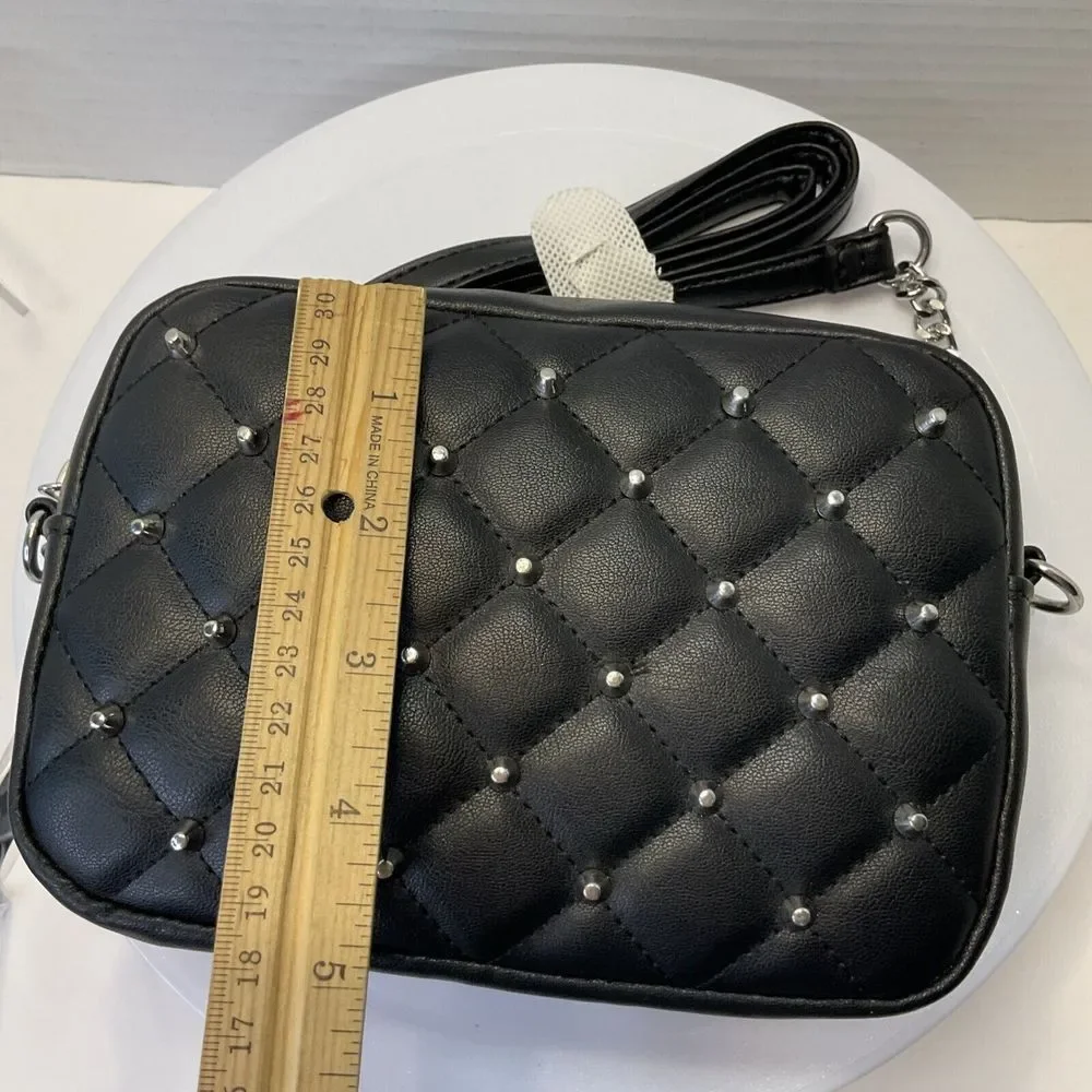 ⚡️ Rebecca Minkoff Top Zip Quilted Studded Crossbody‎ Bag Black 7.5